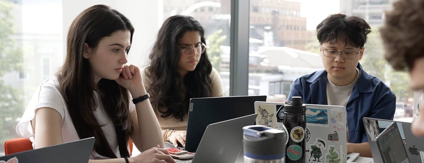 Undergrad students working together at the Annenberg Institute at Brown