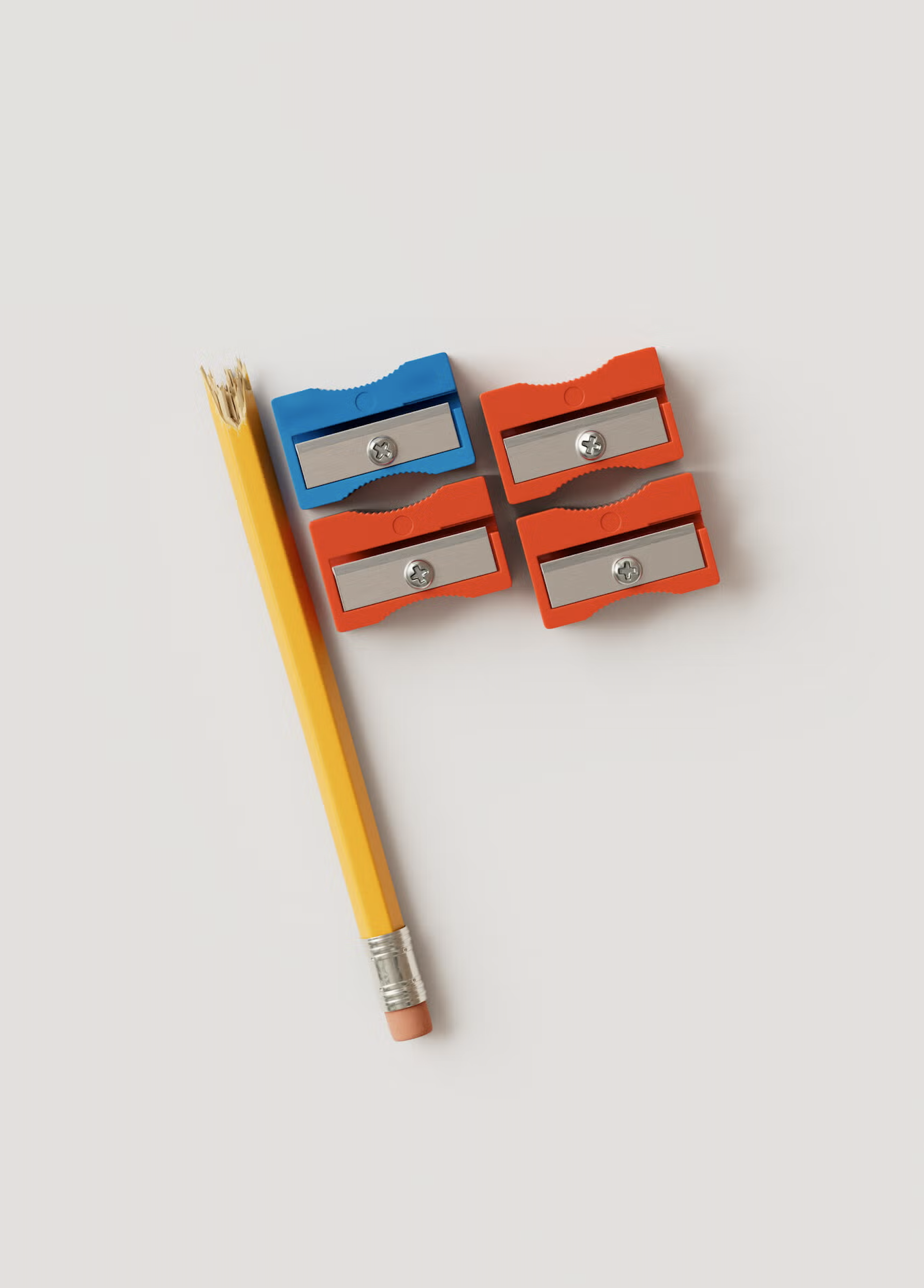 Pencil and sharpeners arranged as a flag
