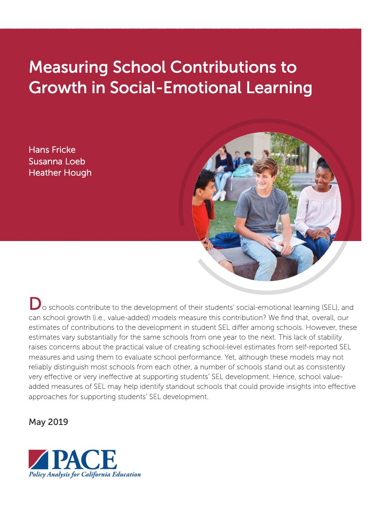 Cover of Measuring School Contributions to Growth in Social-Emotional Learning
