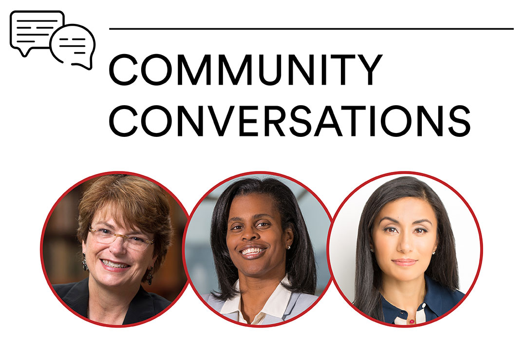 Community Conversations with President Christina H. Paxson featuring Sonja B. Santelises and Shalinee Sharma