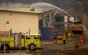 Firefighters at a high school