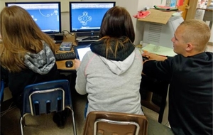 Seventh graders in a technology class