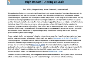 Cover of Early Lessons from Implementing High-Impact Tutoring at Scale