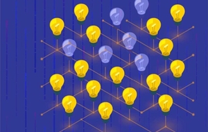 Illustration of a network of lightbulbs