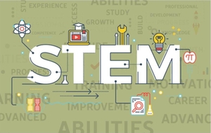 STEM illustration with science and learning icons