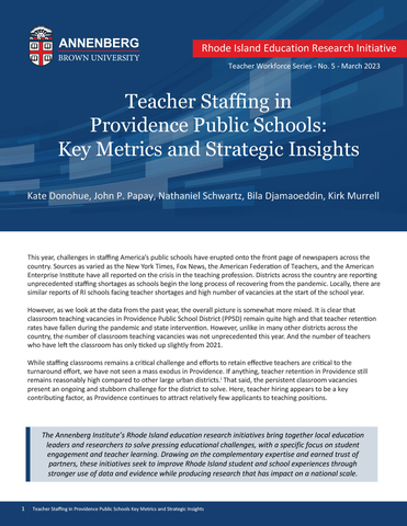 Teacher stffin in providence public schools