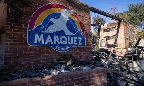 A school impacted by fire