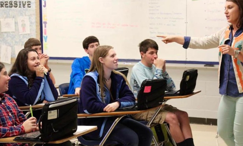 A teacher instructs students in a Tennessee classroom